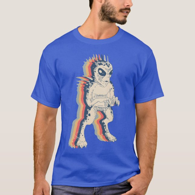 El Chupacabra Cryptid Cryptozoology Retro Line Art T-Shirt (Vorderseite)