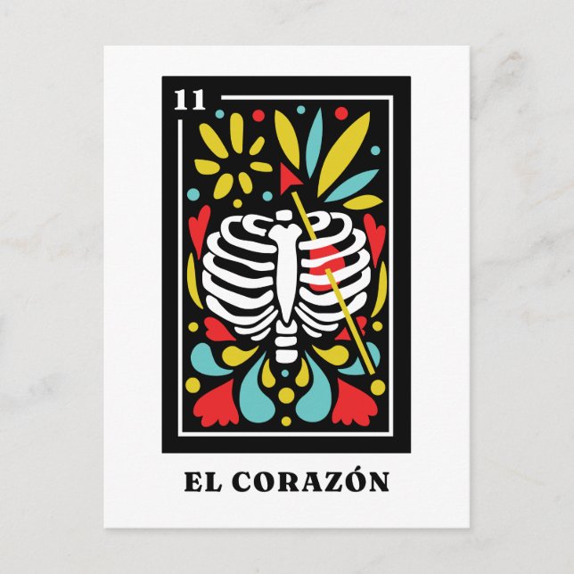 El Corazon Tarot im mexikanischen Stil Postkarte (Vorderseite)