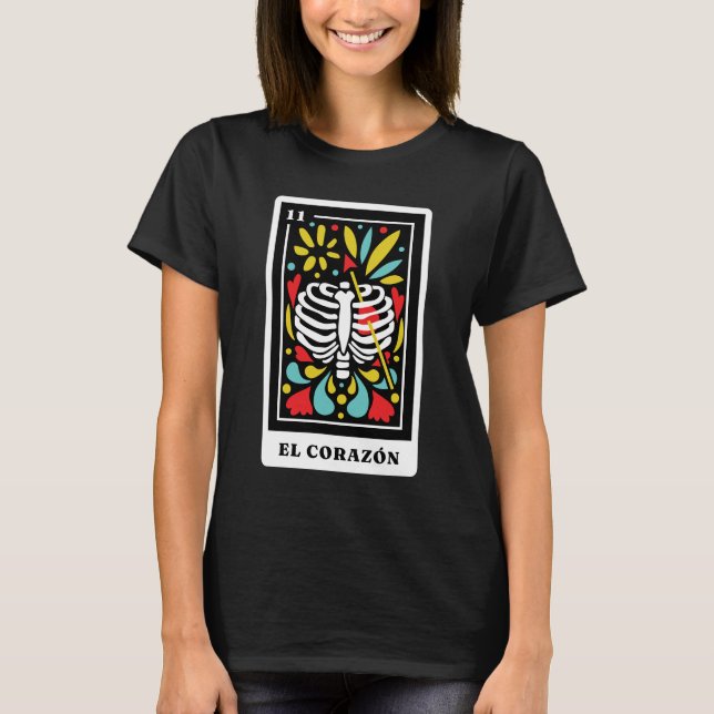 El Corazon Tarot im mexikanischen Stil T-Shirt (Vorderseite)
