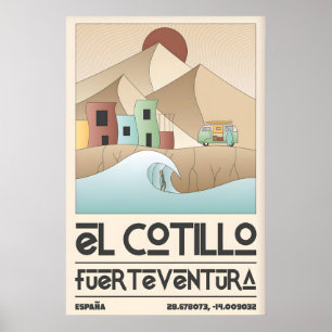 El Cotillo Surf Poster Reise Kunst mit Welle