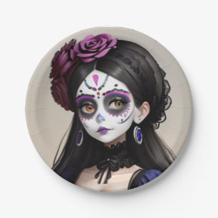 el Día de los Muertos - Schöne Frau Pappteller