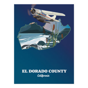 El Dorado County California Karte Poster