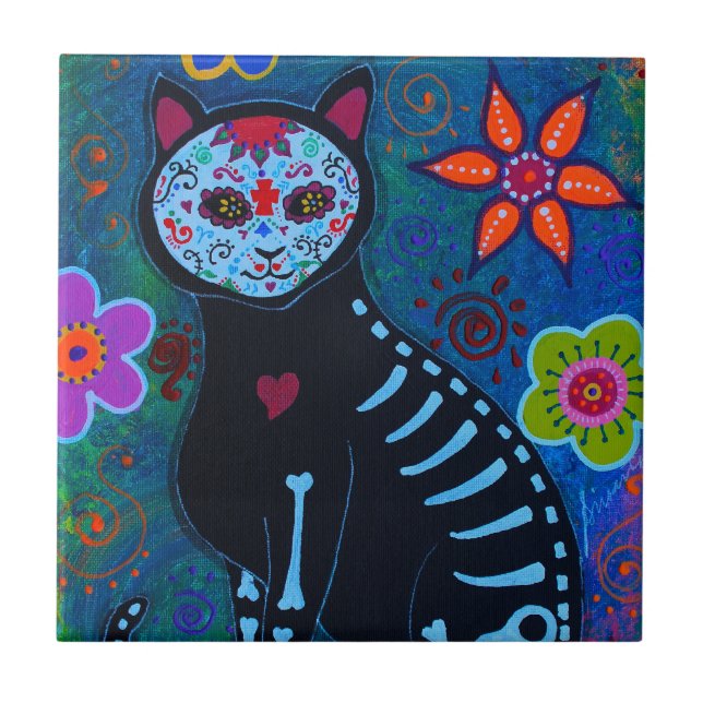 EL GATO CAT DIA DE LOS MUERTOS FLIESE (Vorderseite)