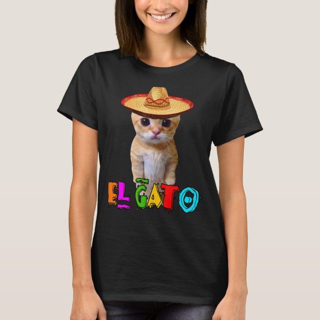 El Gato Meme Mexican Cat Latino Munchkin Kitty Cin T-Shirt (Vorderseite)