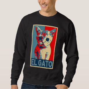 El Gato Meme Sad Cying Cat Kitty Meme retro vinta Sweatshirt