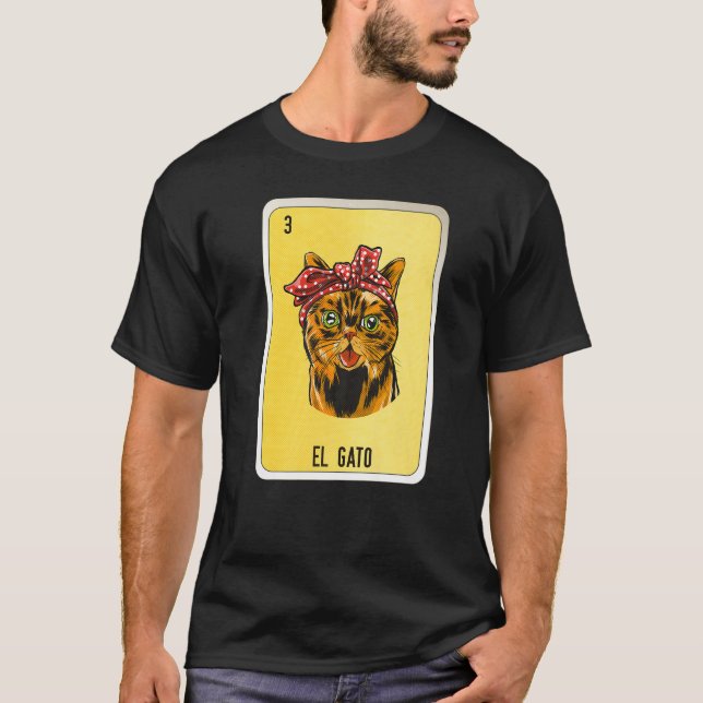 El Gato Mexican Lottery Mexico Loteria Cards T-Shirt (Vorderseite)