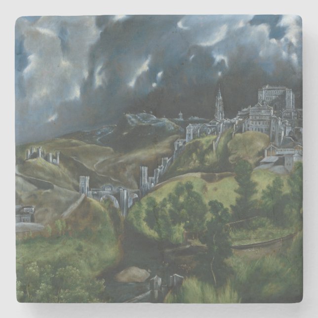 EL GRECO - Ansicht von Toledo 1596 Steinuntersetzer (Vorderseite)