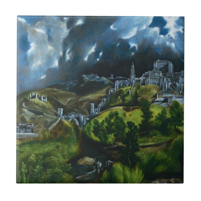El Greco-Ansicht von Toledo-Fliese Fliese (Vorderseite)