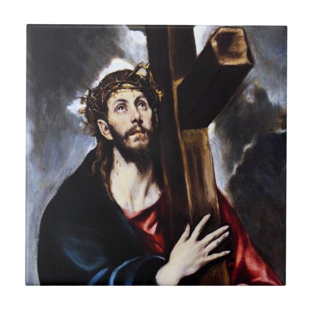 El Greco Christ, der die Kreuzkeile trägt Fliese (Vorderseite)