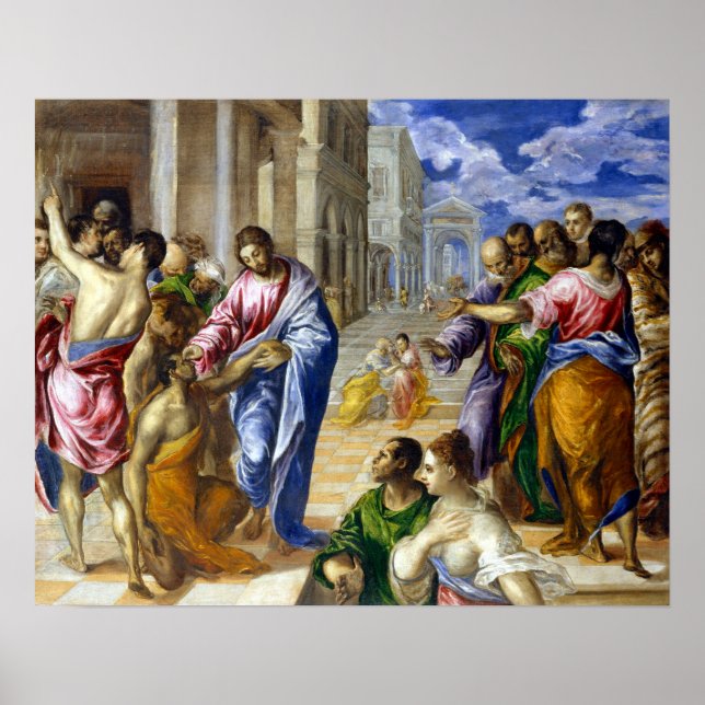 El Greco Christ Heilung der Blinden Poster (Vorne)