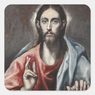 El Greco - Christlicher Segen Quadratischer Aufkleber