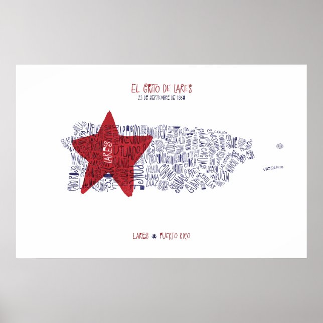 El Grito de Lares, Puerto Rico, Wir Liebe Sie Poster (Vorne)