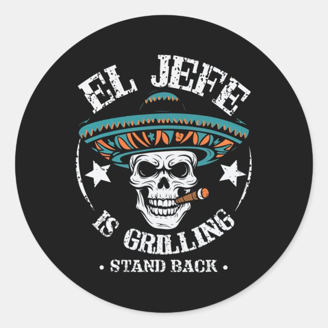 El Jefe grillt Stand CK Kochen Grillen Koch Runder Aufkleber (Vorderseite)