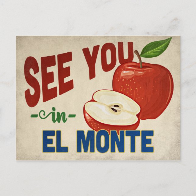 El Monte California Apple - Vintage Travel Postkarte (Vorderseite)