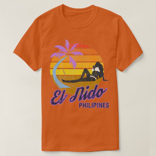El Nido Philippinen SE Asia Retro Surf T-Shirt (Design vorne)