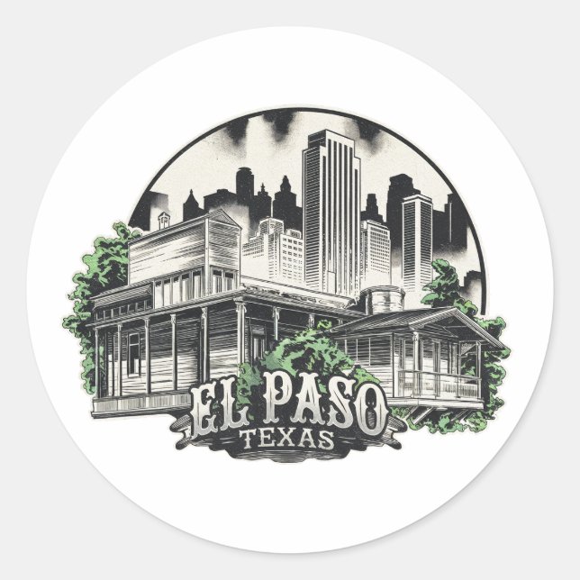 El Paso City Texas USA Runder Aufkleber (Vorderseite)