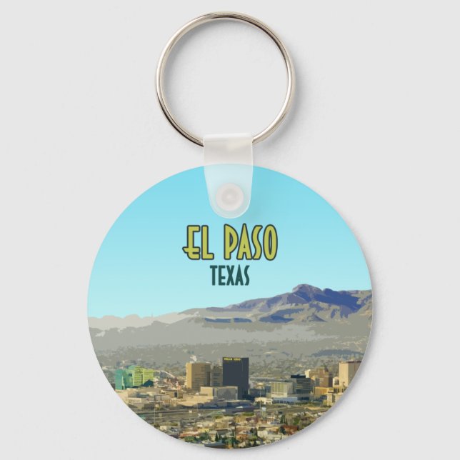 El Paso Downtown Mountain Texas Vintag Schlüsselanhänger (Vorderseite)