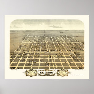 El Paso, IL Panorama Karte - 1869 Poster