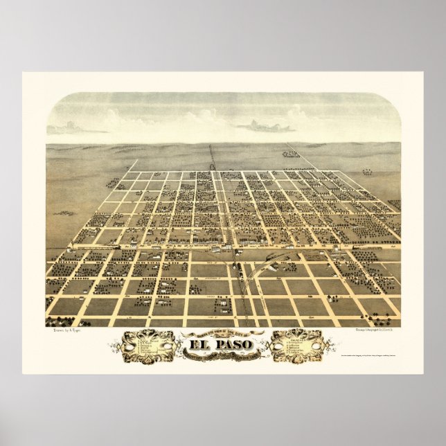 El Paso, IL Panorama Karte - 1869 Poster (Vorne)