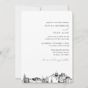 El Paso Mariage Elégante Skyline Invitation