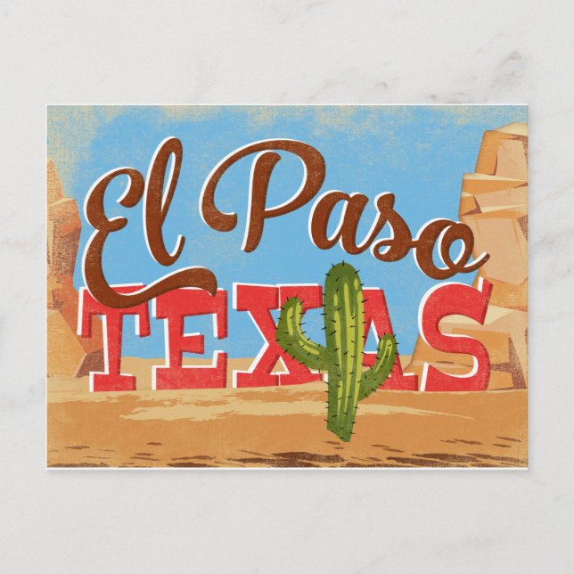 El Paso Postcard Texas Cartoon Wüste Vintag Postkarte (Vorderseite)