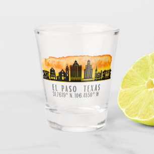 El Paso Skyline Breitengrad und Längengrad-Schiebe Schnapsglas