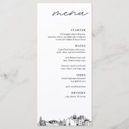 El Paso Skyline Modern Wedding Dinner Menu Menükarte