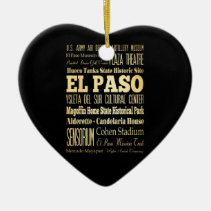 El Paso Stadt Texas State Typografie Kunst Keramikornament