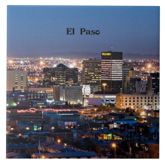 El Paso, Texas bei Nacht Fliese (Vorderseite)