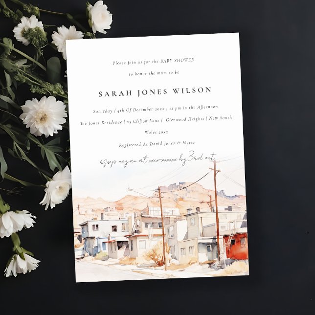 El Paso Texas City Scape Wassercolor Kinderdusche Einladung (Von Creator hochgeladen)