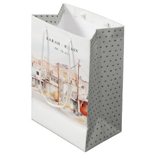 El Paso Texas City Scape Wassercolor Wedding Mittlere Geschenktüte