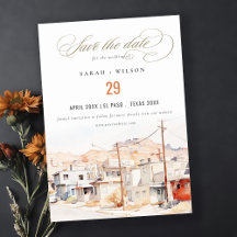 El Paso Texas City Scape Wassercolor Wedding