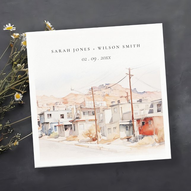 El Paso Texas City Scape Wassercolor Wedding Serviette (Von Creator hochgeladen)