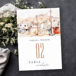 El Paso Texas City Scape Wassercolor Wedding Tischnummer