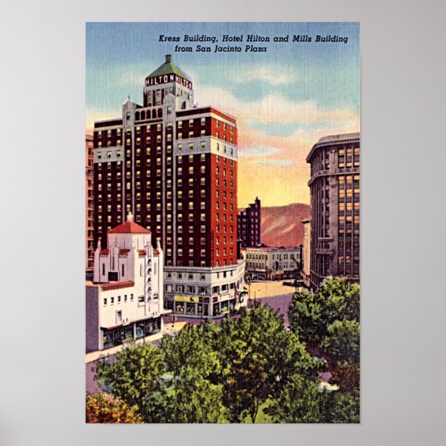 El Paso, Texas Downtown 1940 Poster (Vorne)