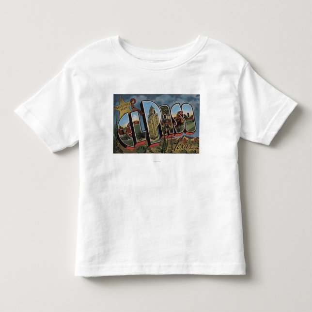 El Paso, Texas - große Buchstabe-Szenen Kleinkind T-shirt (Vorderseite)