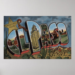 El Paso, Texas - große Buchstabe-Szenen Poster