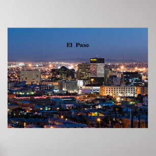 El Paso, Texas in der Nacht Poster