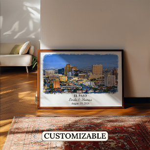 El Paso Texas Poster, Aquarell, Maßgeschneidert Poster