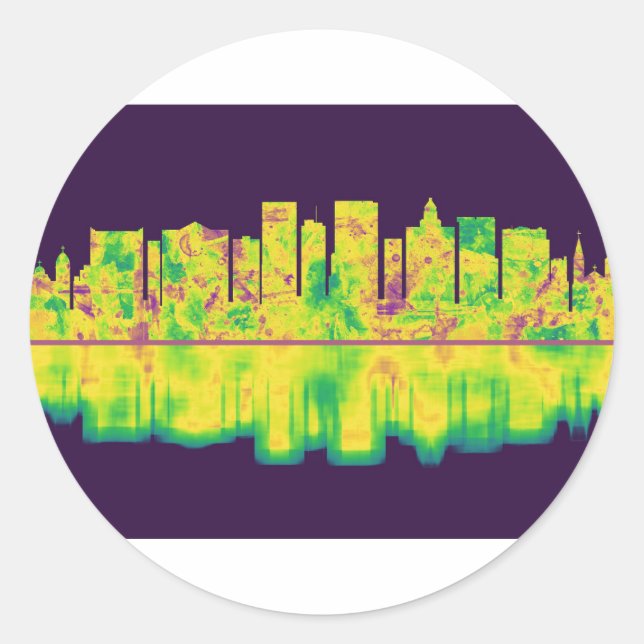 El Paso Texas Skyline Runder Aufkleber (Vorderseite)