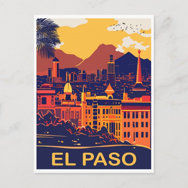 El Paso, Texas, Stadtlandschaft, Reisen Postkarte (Vorderseite)