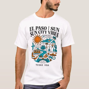 El Paso Texas Sun City Wüsten-Ikonen T-Shirt