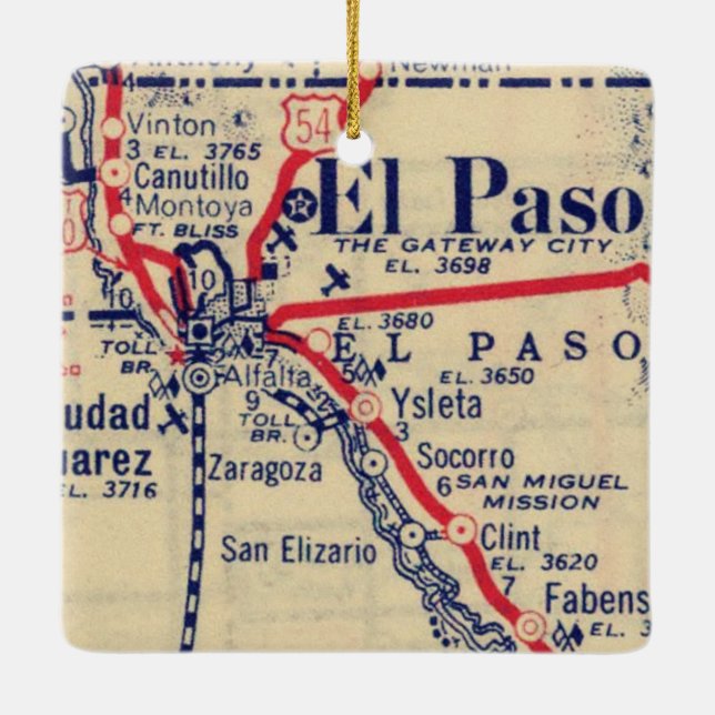 El Paso TX 1948 Karte Keramikornament (Rückseite)