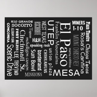 El Paso TX-Sehenswürdigkeiten Poster