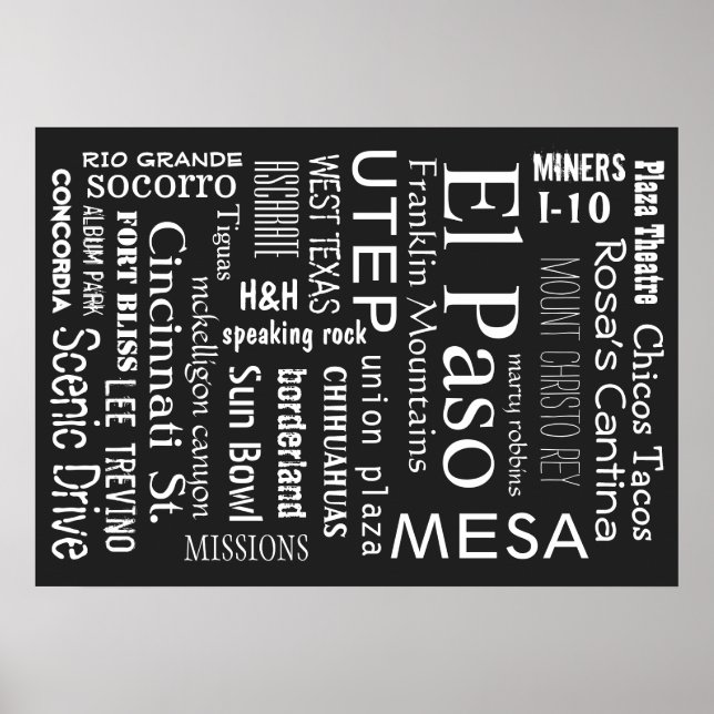 El Paso TX-Sehenswürdigkeiten Poster (Vorne)