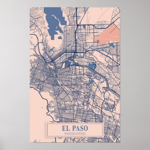 El Paso Vereinigte Staaten Breezy City Karte Reise Poster