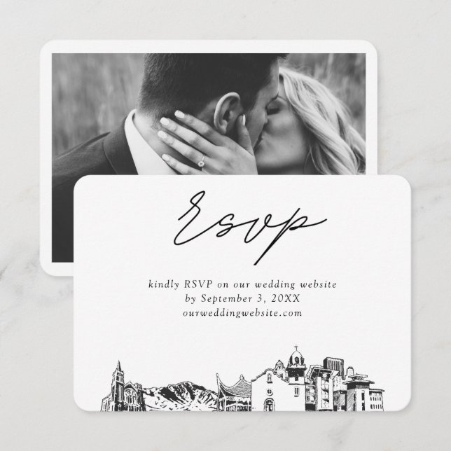 El Paso Wedding Minimalistisch Sketch UAWG Begleitkarte (Vorne/Hinten)