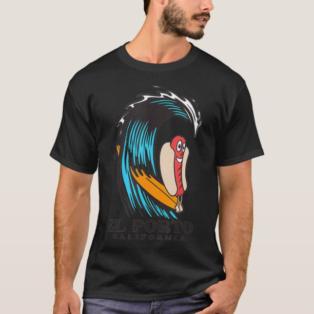 El Porto California Surfing Hot Dog T-Shirt (Vorderseite)
