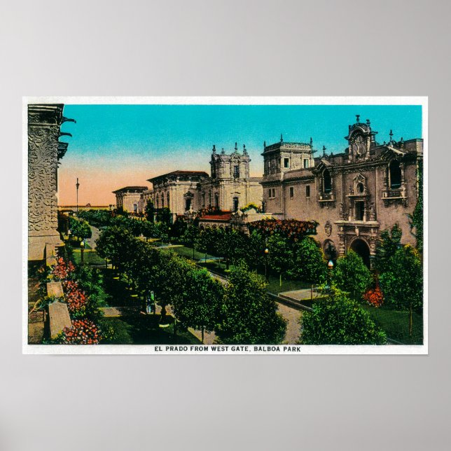 El Prado vom Westtor, Balboa Park Poster (Vorne)