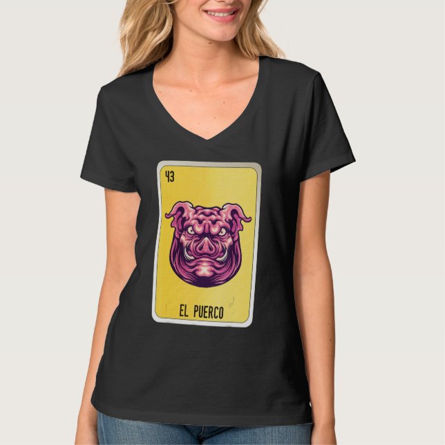 El Puerco Mexican Slang Lottery Bingo Cards T-Shirt (Vorderseite)